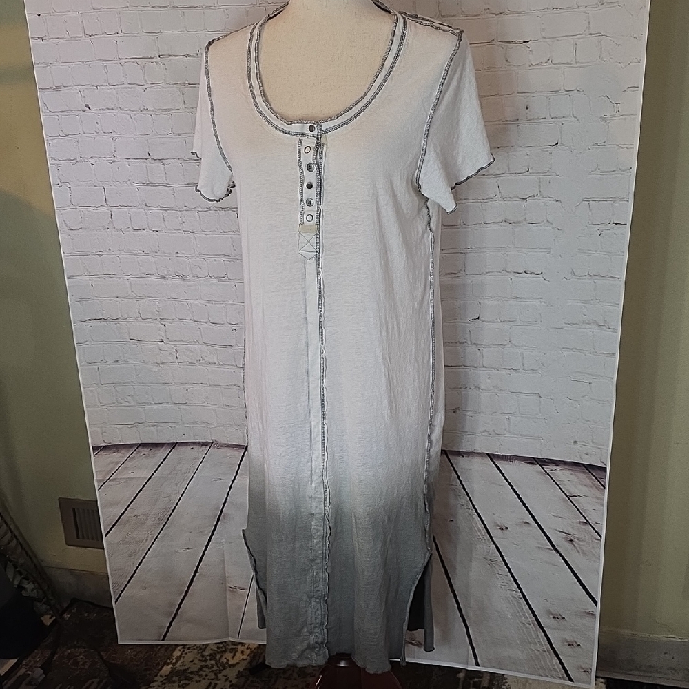 POL Dip Dye Henley Tunic Ombre Boho Exposed Seams Size‎ Large